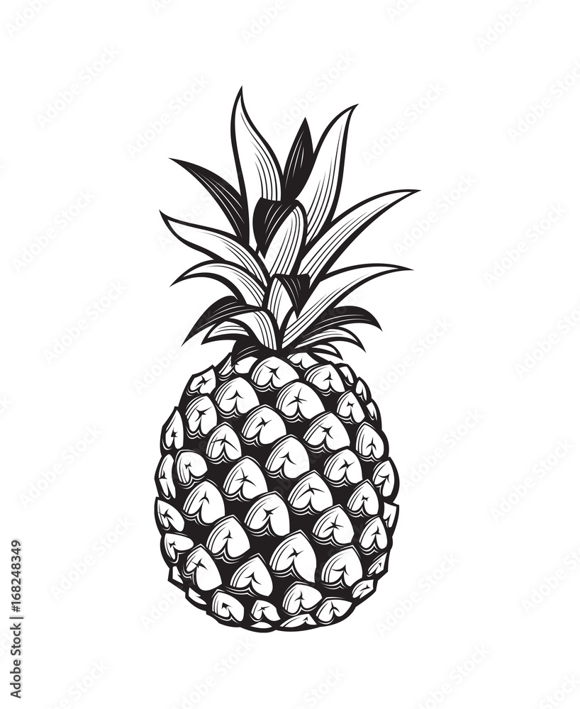 black image of pineapple tropical fruit