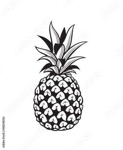 black image of pineapple tropical fruit