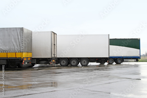 Lorry trailers at parking
