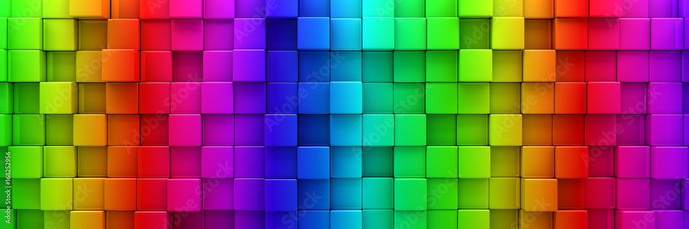 Fototapeta Tęcza kolorowych bloków abstrakcjonistyczny tło - 3d odpłacają się