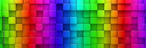 Rainbow of colorful blocks abstract background - 3d render © Leigh Prather
