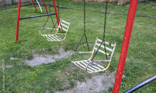 iron swing seat in a park