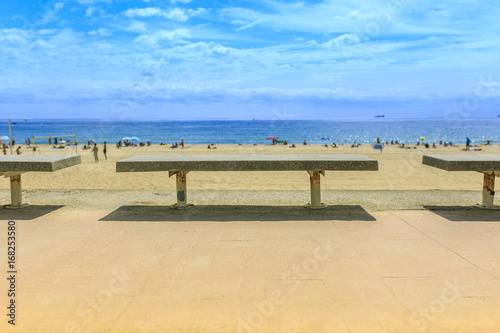 Stoned beaches in a row with its shadows