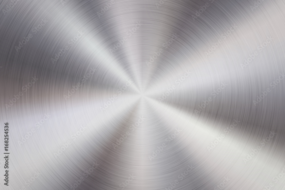 Metal abstract technology background with circular polished, brushed concentric texture, chrome, silver, steel, aluminum for design concepts, web, prints, wallpapers, interfaces. Vector illustration.