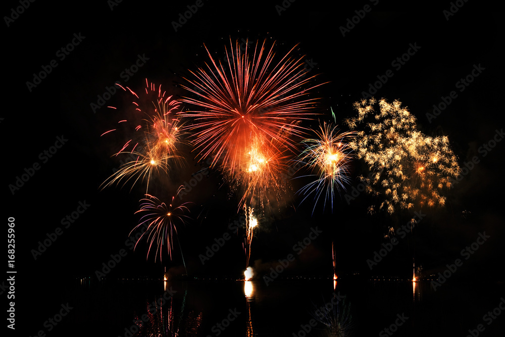 Feuerwerk, Raketen, Nacht, See Feuerwerk, Raketen, Nacht, See