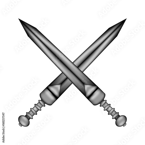 Crossed gladius swords sign icon.