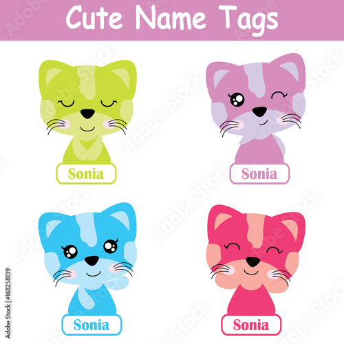 Name Vector Cartoon Of Colorful Cute Cat Girl Suitable For Kid Name Set Design Label Name And Sticker Set Stock Vector Adobe Stock Name Vector Cartoon Of Colorful Cute Cat Girl Suitable For Kid Name Set Design Label Name And Sticker Set Stock Vector Adobe Stock
