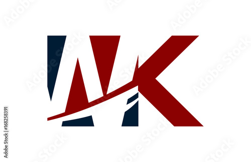 Free Download WK Red  Negative Space Square Swoosh letter Logo - GFXLoad