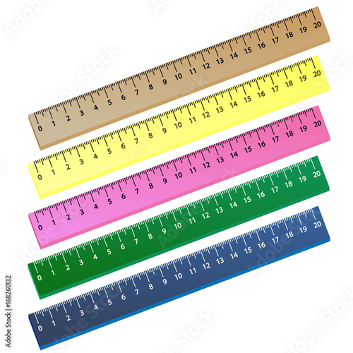 On white background isolated set of school rulers