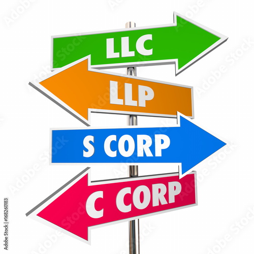 LLC LLP S C Corp New Business Signs Choices 3d Illustration