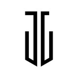 initial letters logo jl black monogram pentagon shield shape