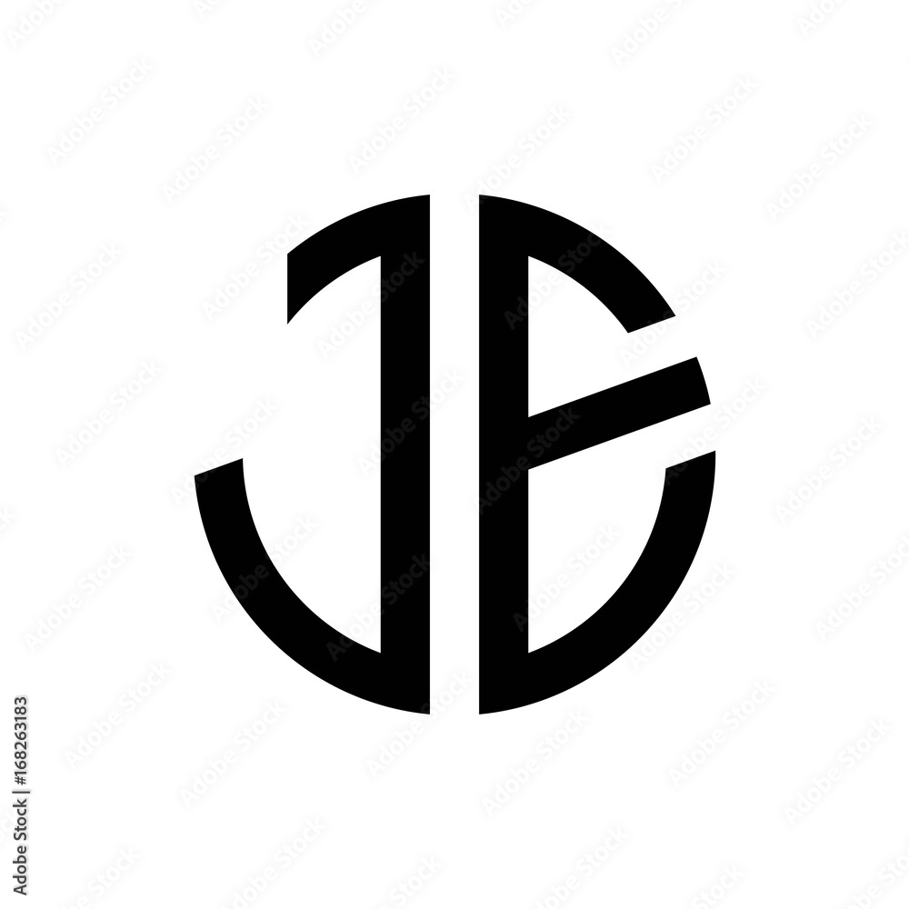 initial letters logo je black monogram circle round shape vector initial letters logo je black monogram circle round shape vector