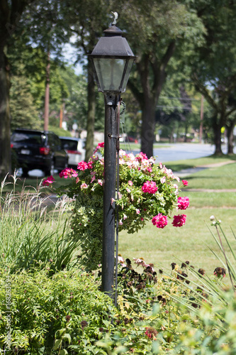 Old Time Street Lamp with Flowers