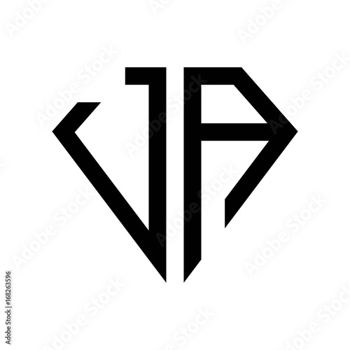 initial letters logo ja black monogram diamond pentagon shape photo
