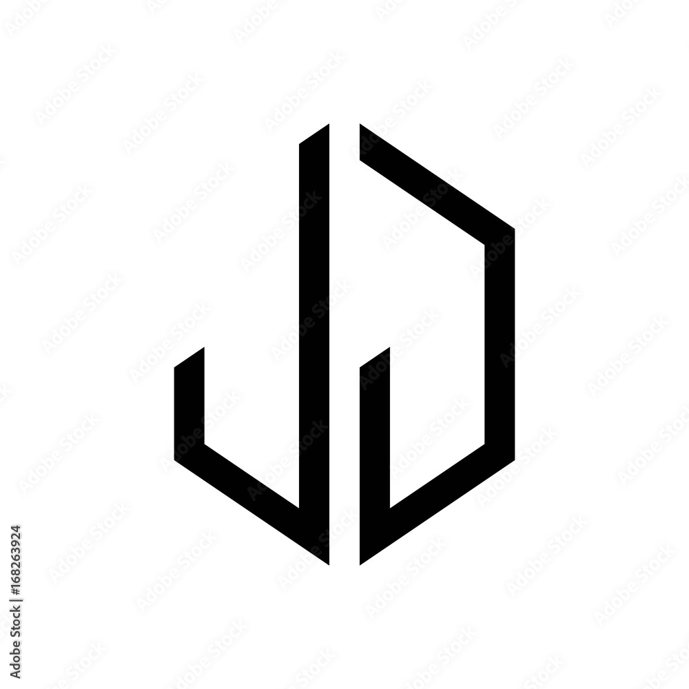 initial letters logo jj black monogram hexagon shape vector initial letters logo jj black monogram hexagon shape vector