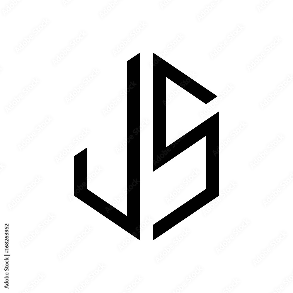 initial letters logo js black monogram hexagon shape vector initial letters logo js black monogram hexagon shape vector