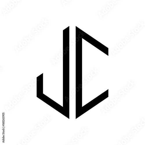 initial letters logo jc black monogram hexagon shape vector