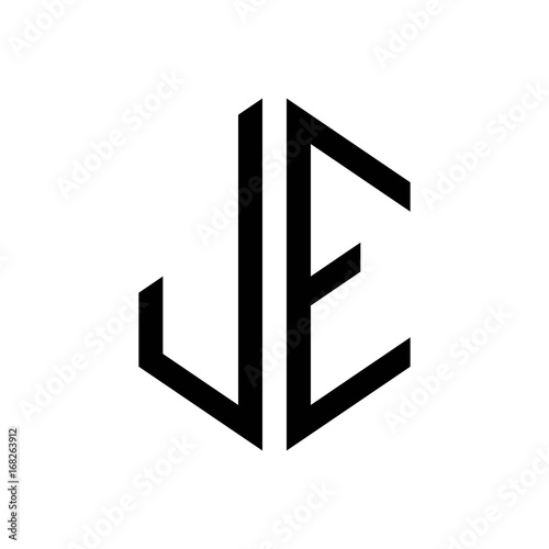 Free Download initial letters logo je black monogram hexagon shape vector - GFXLoad