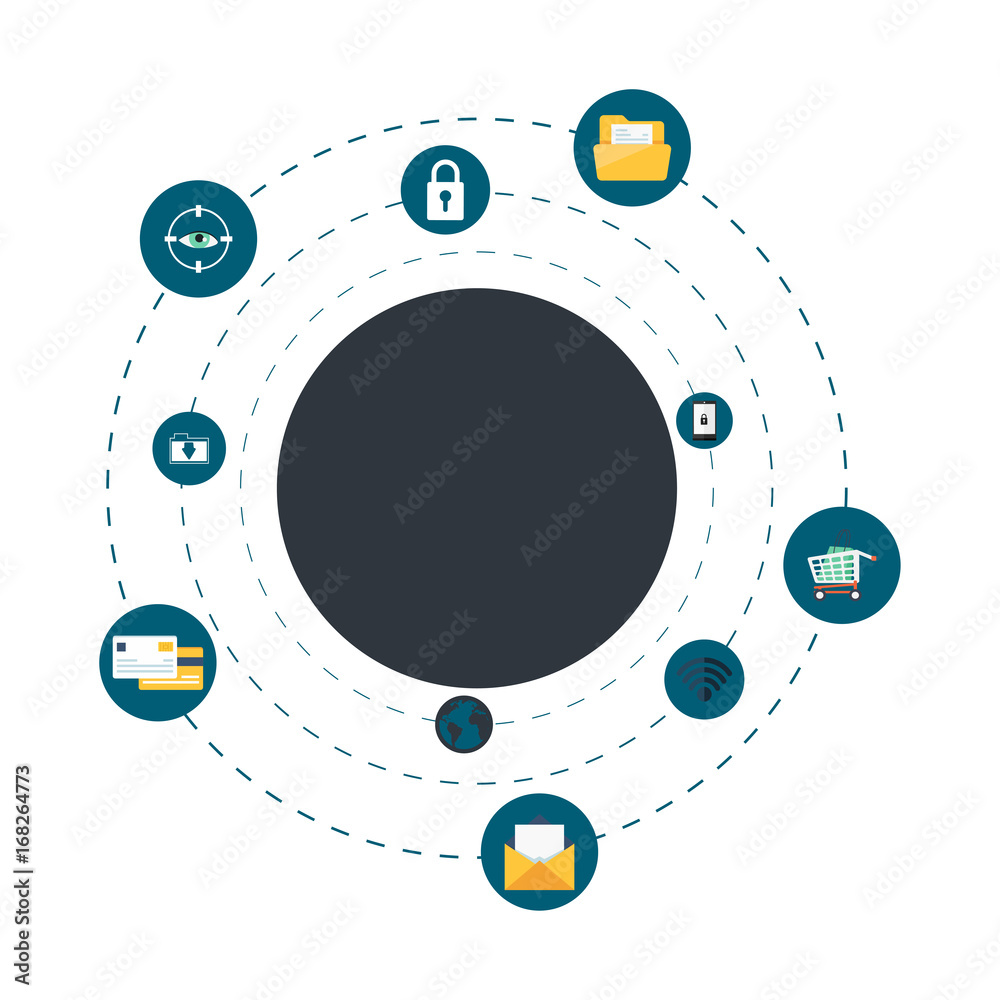 Obraz premium Internet security, data protection, secure data exchange, cryptography flat illustration concepts set. Creative flat design concepts for web banners, web sites, infographics. Flat vector illustrations