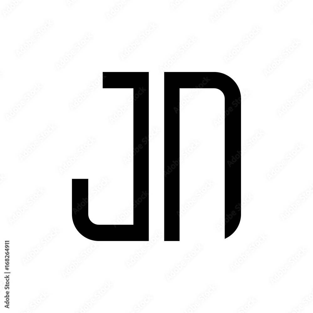 initial letters logo jn black monogram square rounded shape vector initial letters logo jn black monogram square rounded shape vector