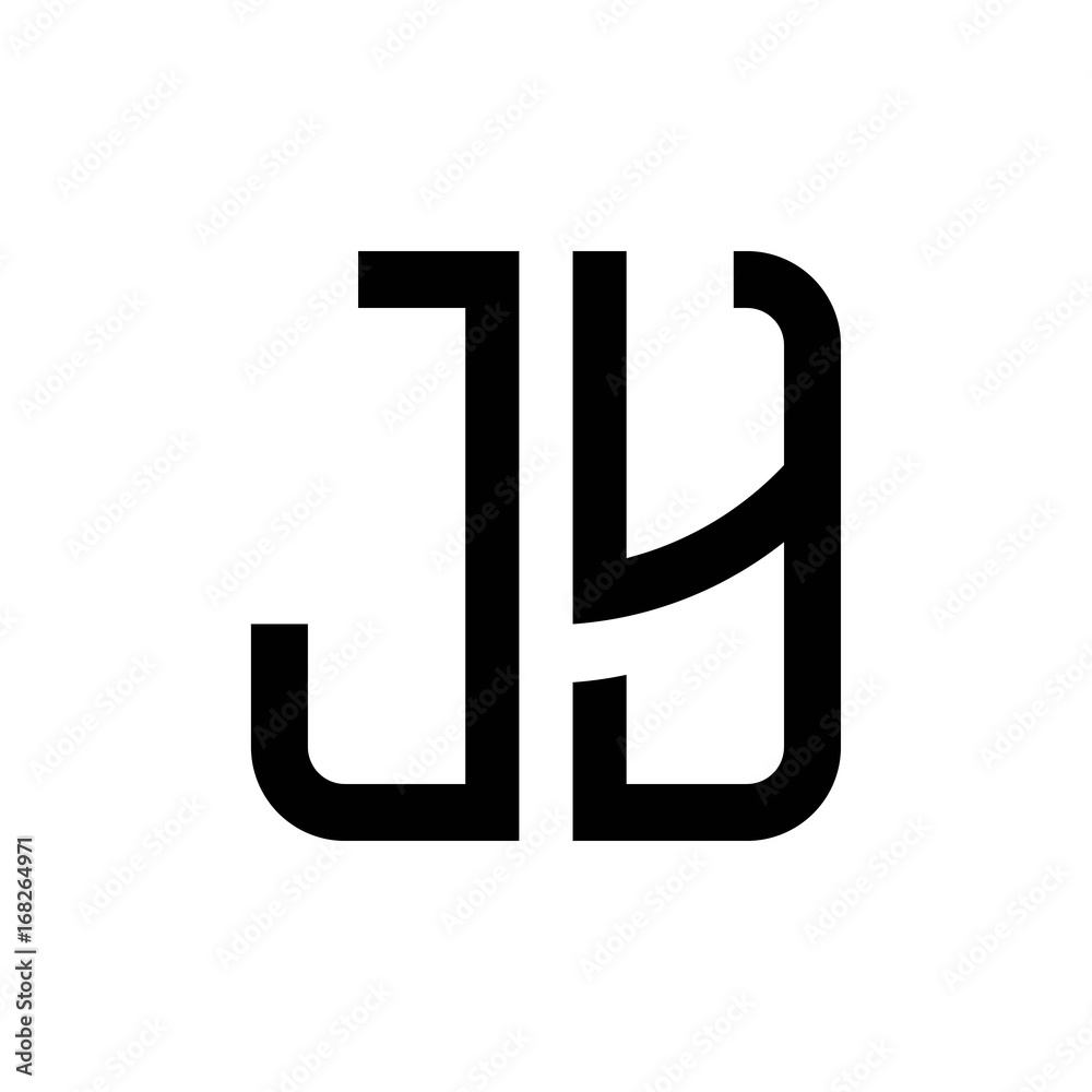initial letters logo jy black monogram square rounded shape vector initial letters logo jy black monogram square rounded shape vector