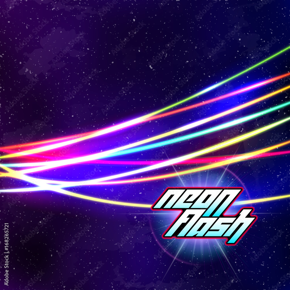 Neon lines New Retro Wave background with 80s vhs style Stock Vector