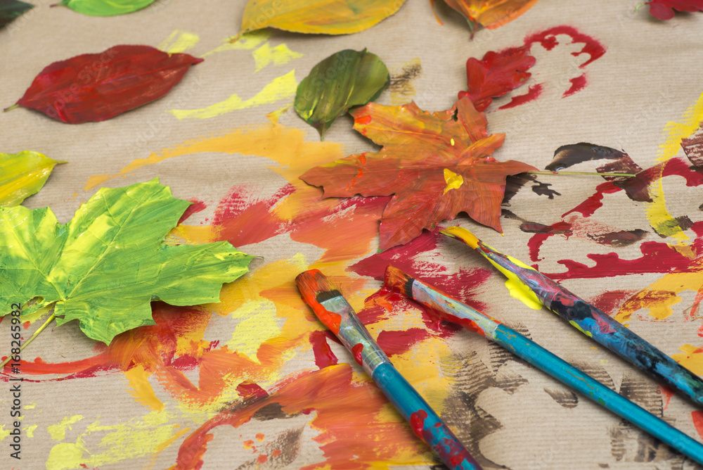 painted autumn leaves