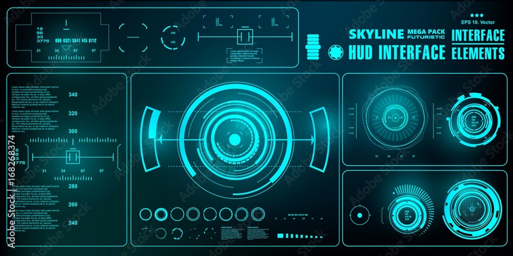 Futuristic virtual graphic touch user interface, HUD