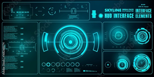 Futuristic virtual graphic touch user interface, HUD