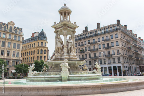 Lyon, place des Jacobins, the fountain and attractive facades, charming area 