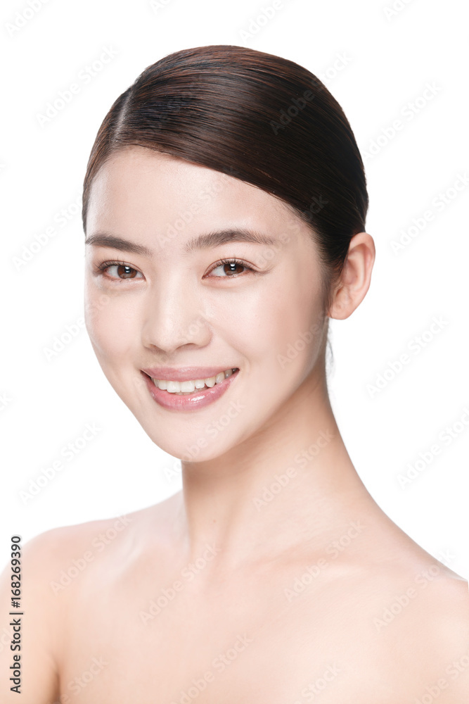 Portrait of smiling young woman against white background Portrait of smiling young woman against white background