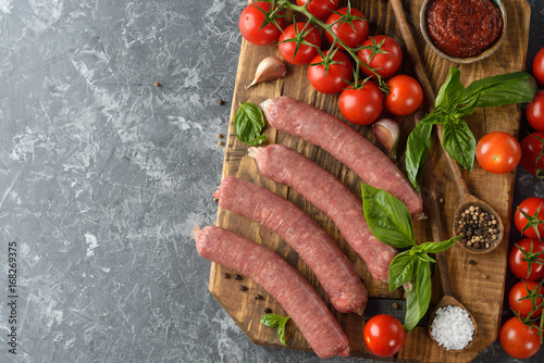 Photography Natural raw sausages