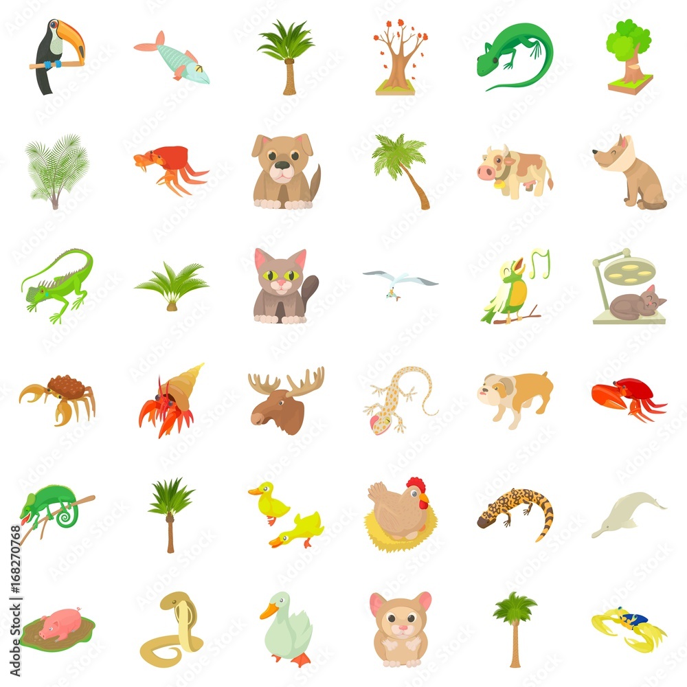 Obraz premium Sand animal icons set, cartoon style