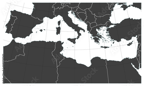 Canvas Print Mediterranean sea map