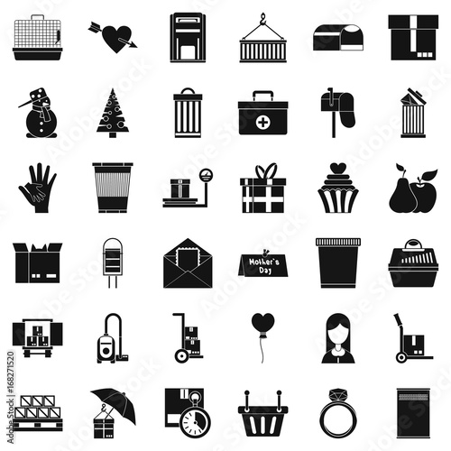 Paper box icons set, simple style