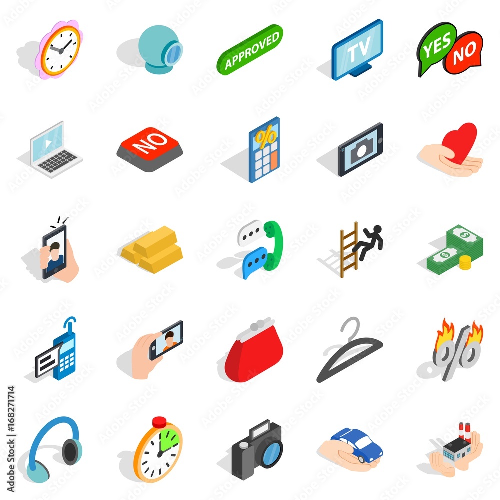 Mobile operator icons set, isometric style Mobile operator icons set, isometric style
