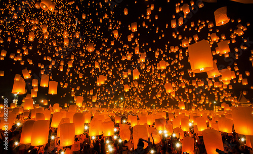 New year and Yeepeng festival in Thailand