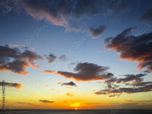 Golden hour during sunset over the Pacific 