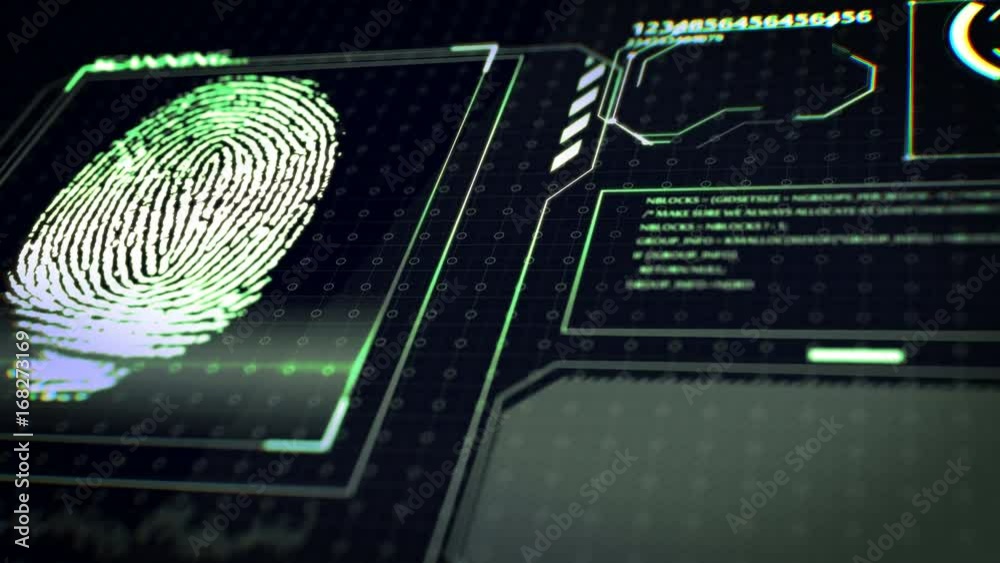 Scanning fingerprint. Interface HUD. Abstract background. Scanning fingerprint. Interface HUD. Abstract background.