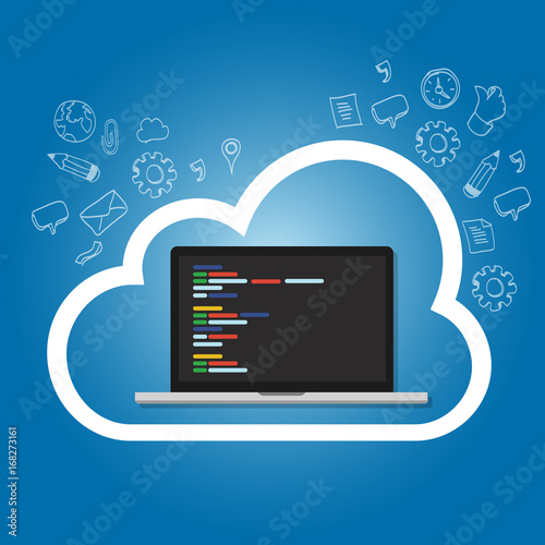 cloud online coding repository on the cloud internet web development programming line of code script on screen