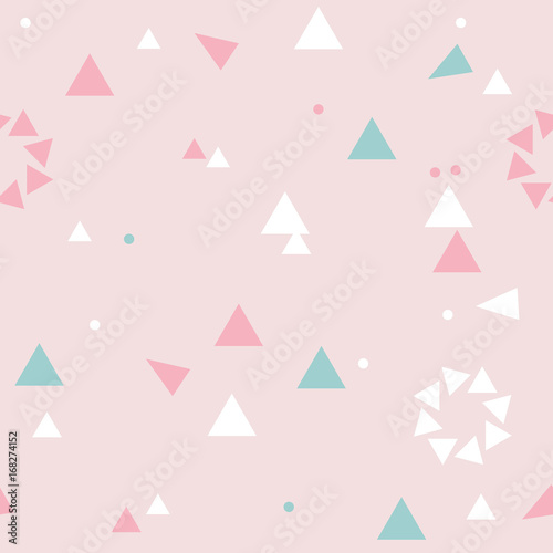 Free Download Vector seamless pattern with triangles. Trendy color palette. Geometrical elements on light pink background. - GFXLoad