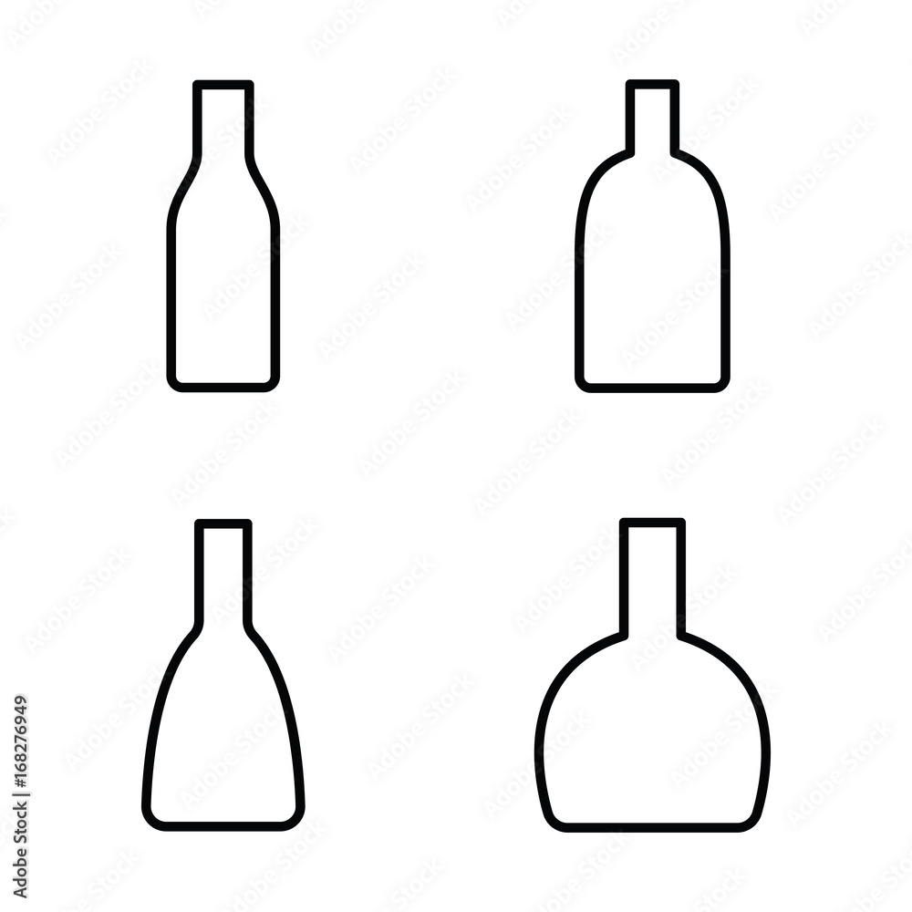 thin line glass bottle icons on white background thin line glass bottle icons on white background