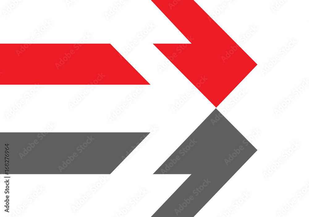 Abstract red white gray arrow design flat sign logo business vector illustration. Abstract red white gray arrow design flat sign logo business vector illustration.