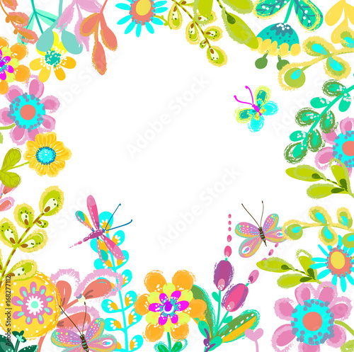 Bright colorful floral background for beautiful design
