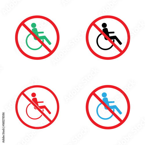 Disabled sign in red circle set