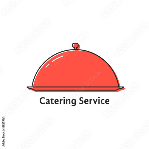 catering service with red linear dish