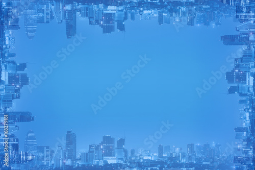 Abstract background frame of cityscape and space for copy with blue tone.