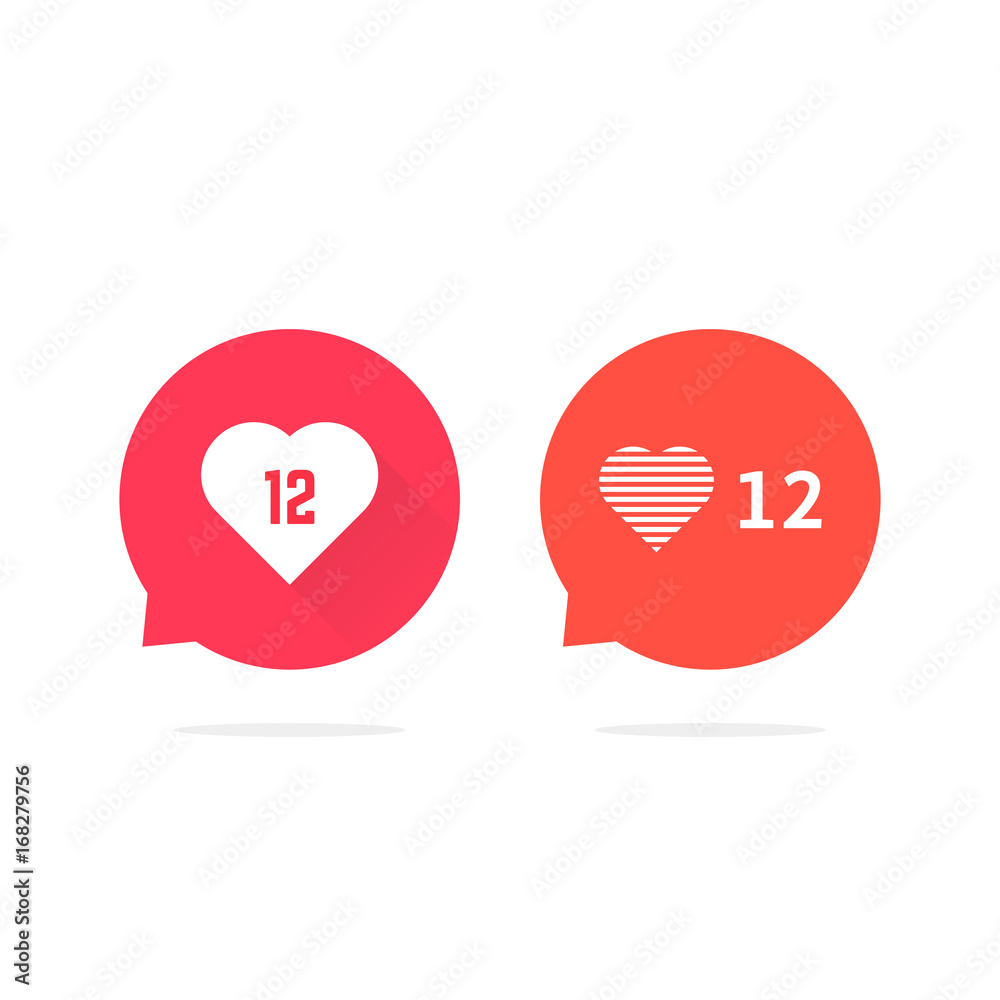 speech bubbles with hearts like counter notification speech bubbles with hearts like counter notification
