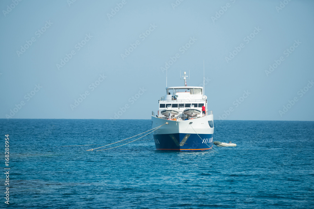 boat marine transport on background of sky and water