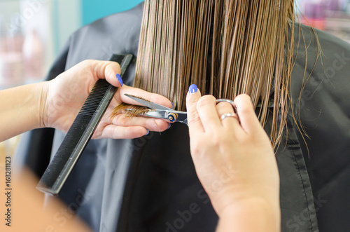 Combing and cutting dry hair